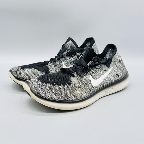 Nike Shoes Womens 7 Black Gray Free RN Flyknit Low Top Running Athletic Sneakers - Picture 4 of 11